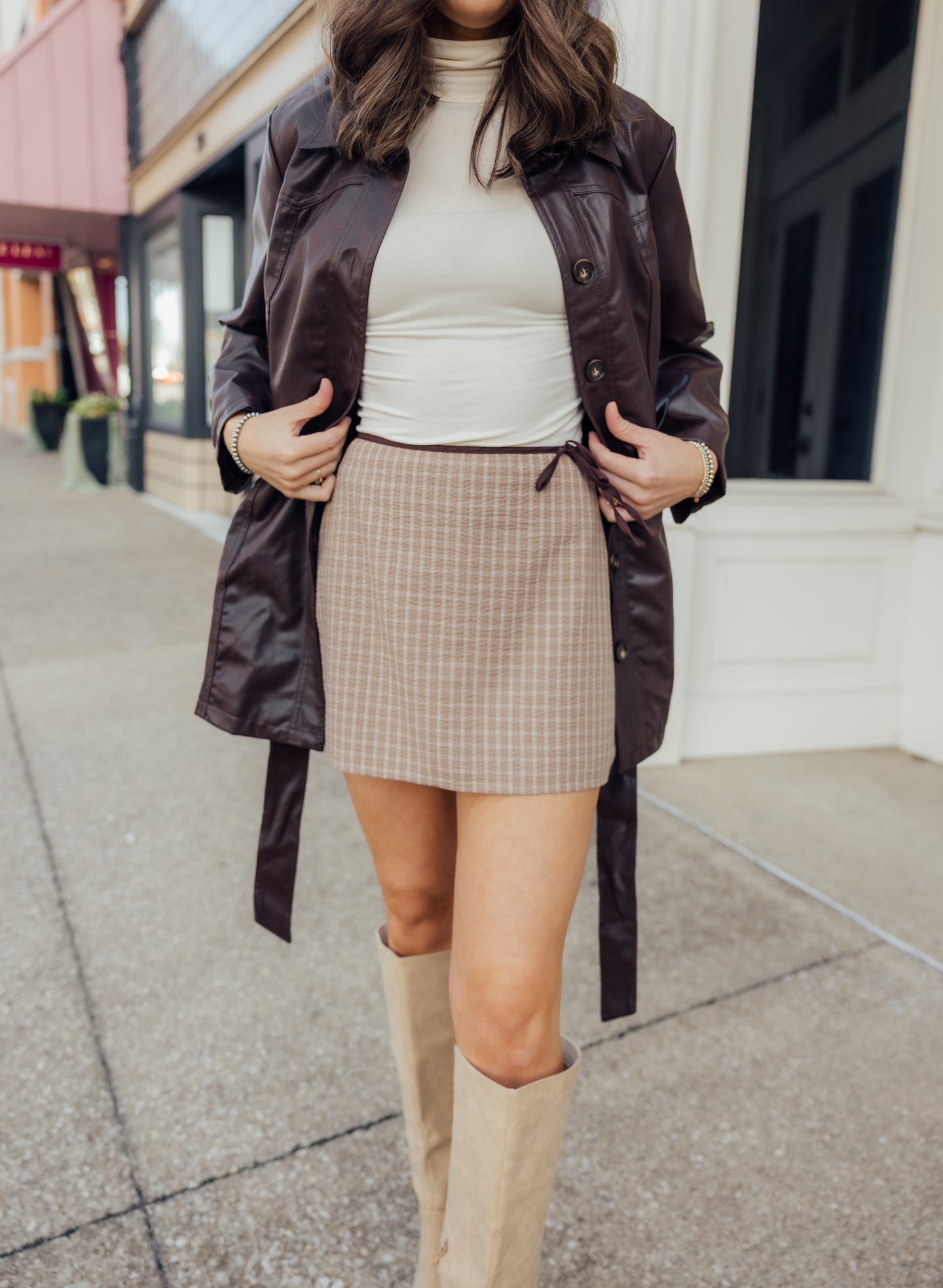 Tan Plaid Skirt